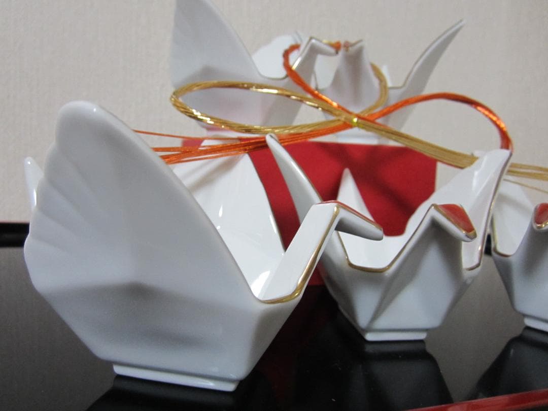 迎春◆お正月の器◆伝統工芸 有田焼◆料亭の器◆白磁製 鶴５客◆ 小鉢、小付、向付