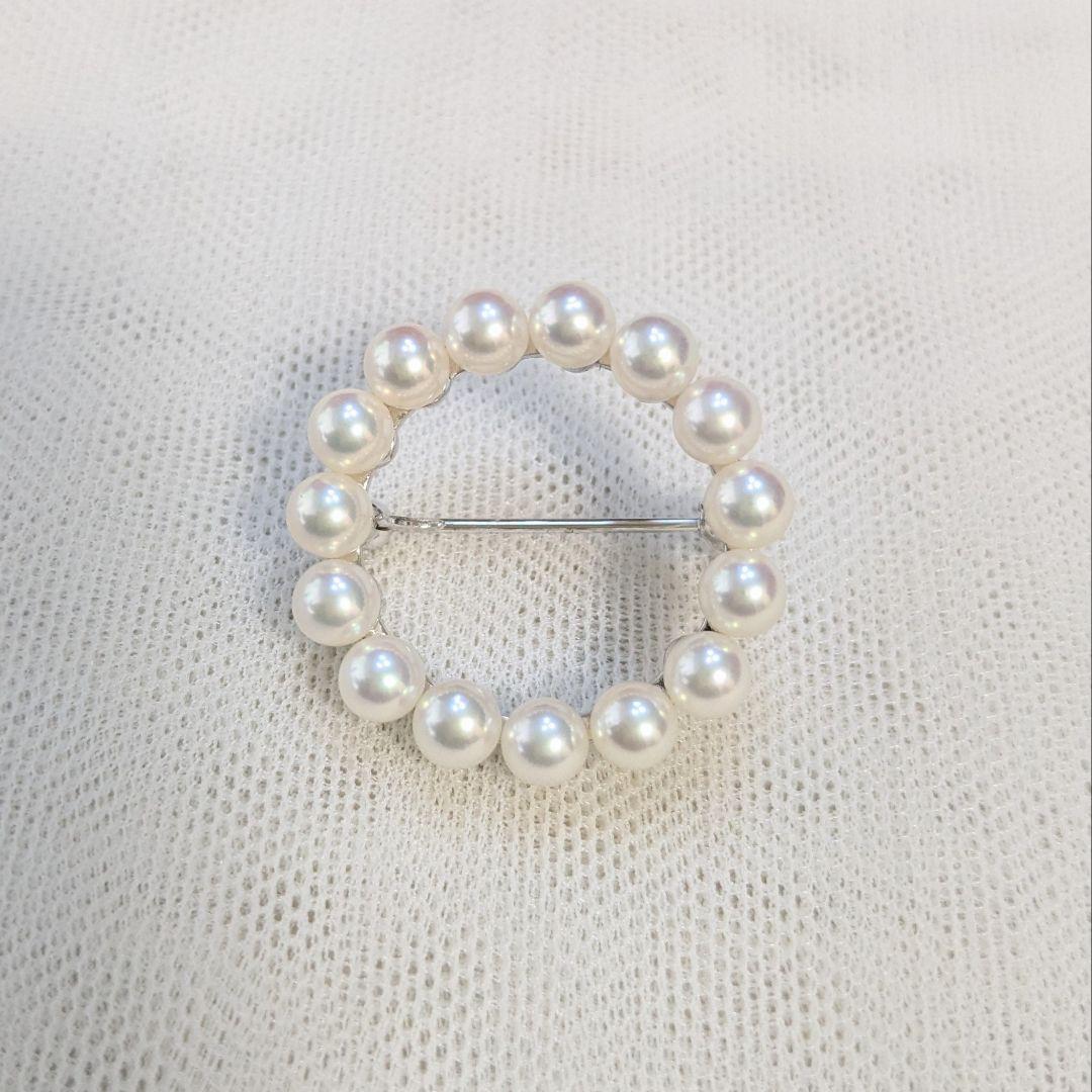 完売品極美品✨ミキモト あこや真珠 ベビーパール サークルブローチ M刻印