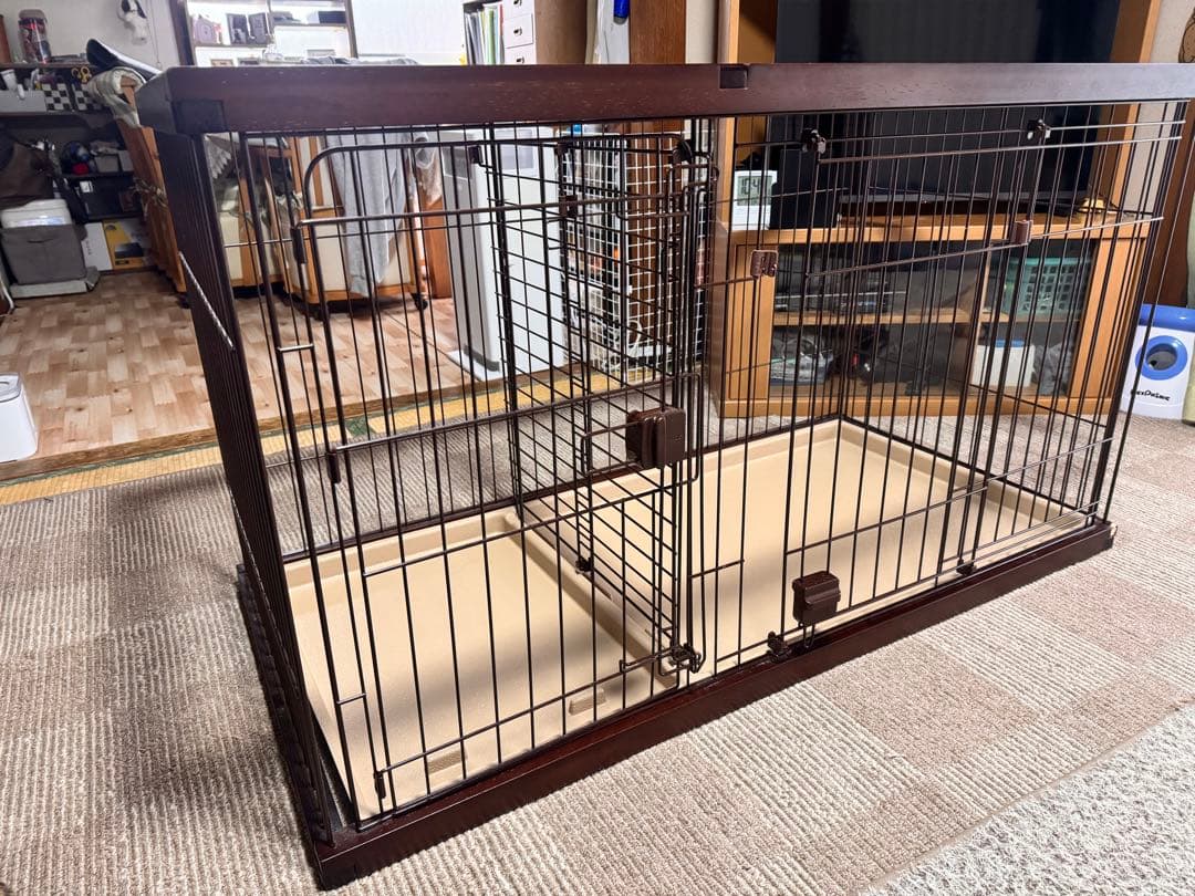 中・小型犬用ブラウン金属ケージ