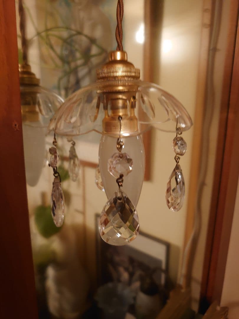 フランスアンティーク　プチシャンデリア　ペンダントランプ(灯具一式付)