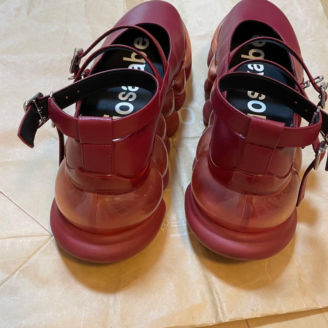 ミキオサカベ MaryJane Wine ストラップ付き 厚底ローファー赤