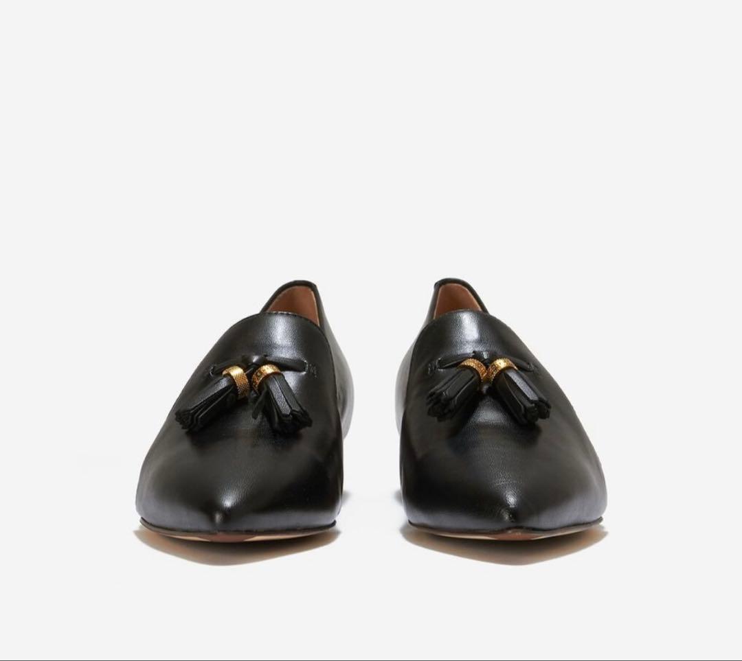 美品　23.5 タッセル　フラットシューズ　COLE HAAN ブラック