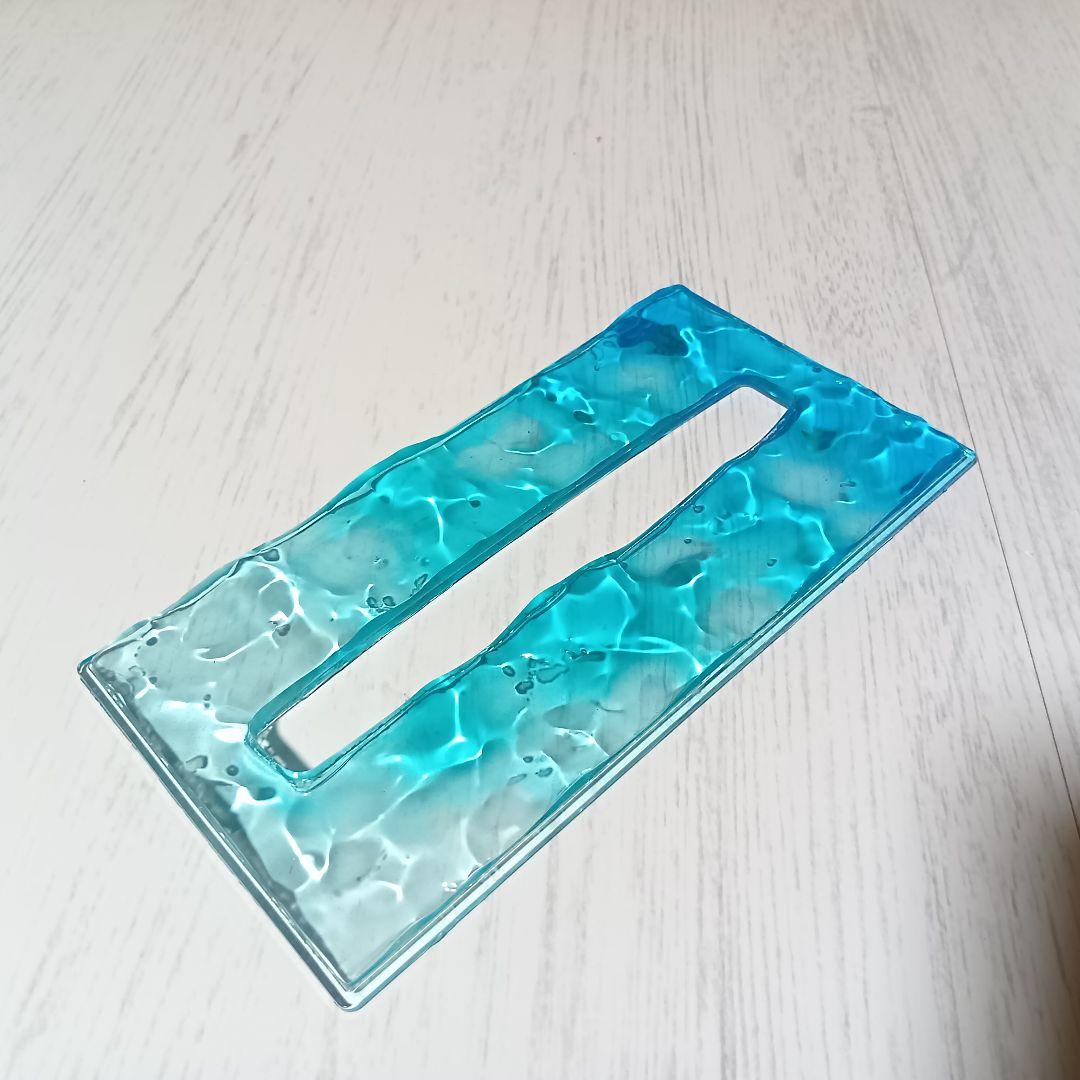 【1221】オーシャンアート　立体波紋　ウッドレジン　ティッシュケース　海雑貨