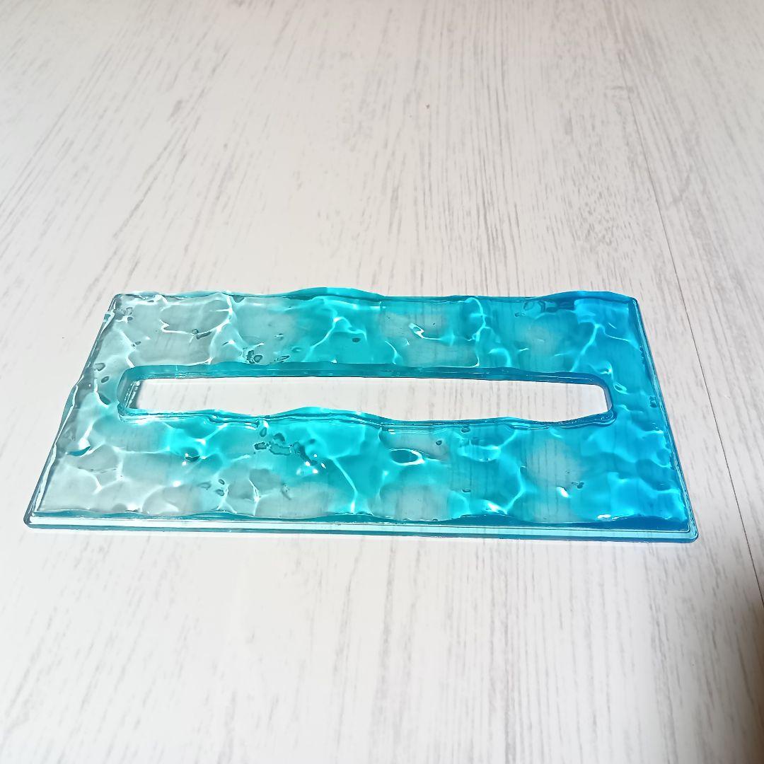 【1221】オーシャンアート　立体波紋　ウッドレジン　ティッシュケース　海雑貨