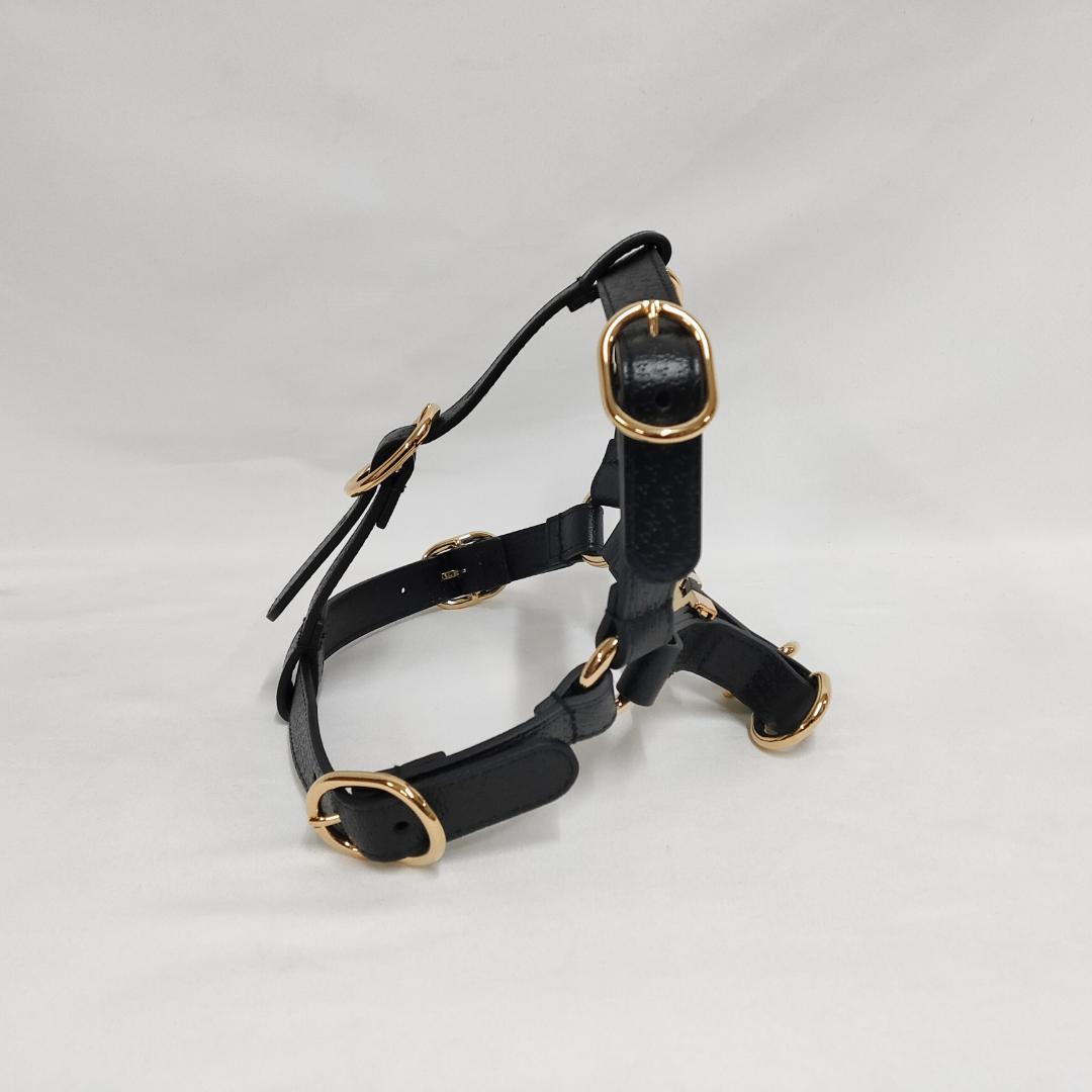 新品 未使用 グッチ インターロッキングG ドッグ ハーネス ブラックレザー S