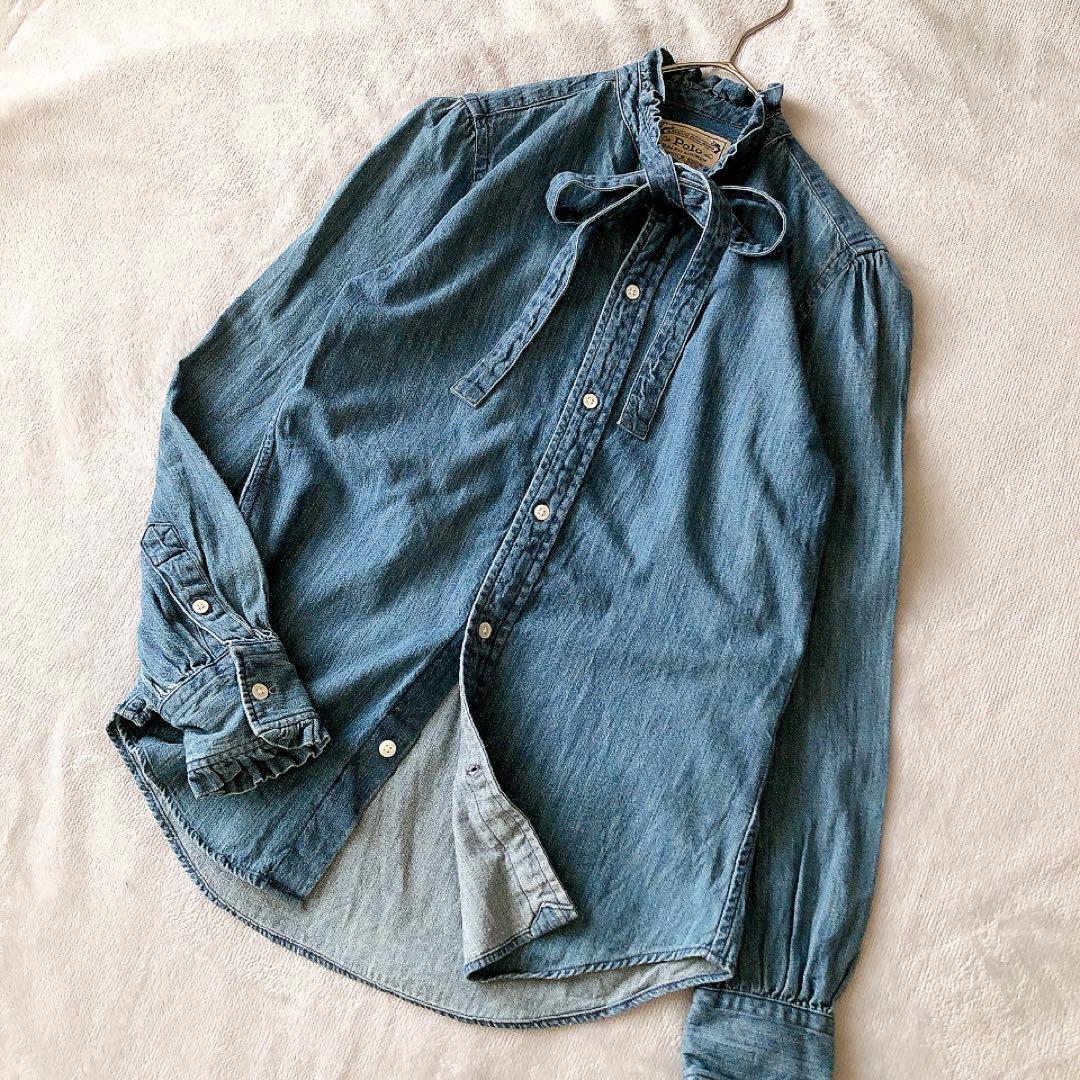 【希少サイズ】Polo Ralph Lauren デニムシャツ ボウタイ