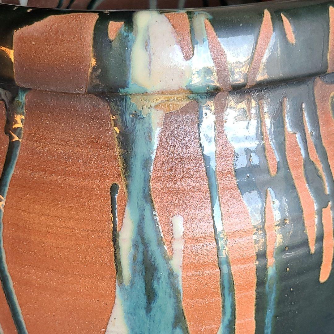 信楽焼傘立て  三彩流し 高さ４７cm