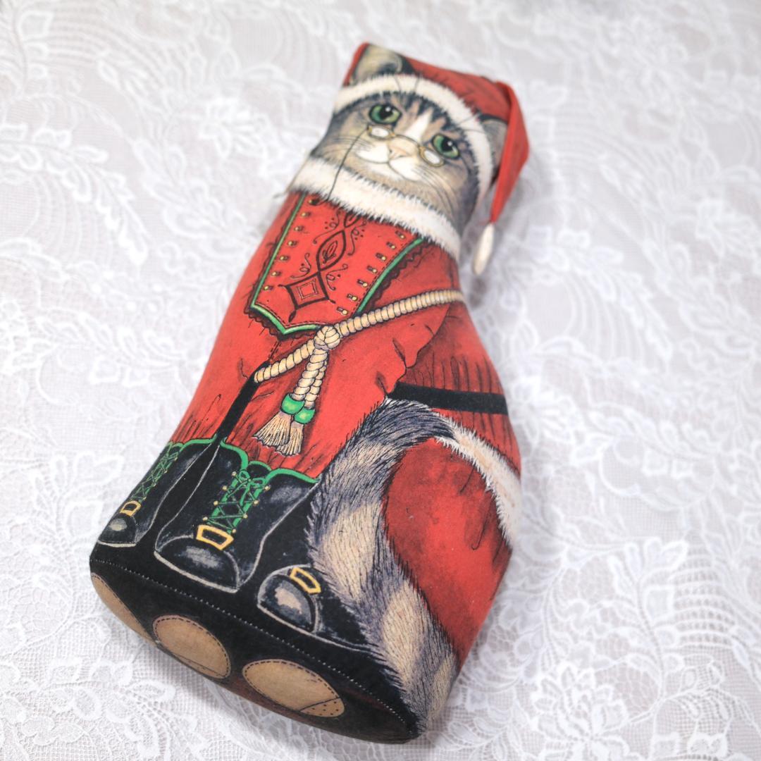 【未使用】アメリカ製 猫サンタクロース ドアストッパー