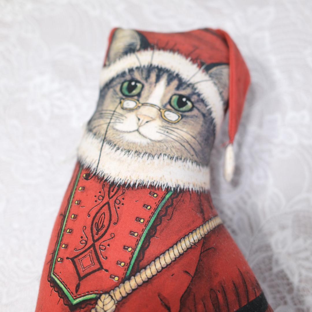 【未使用】アメリカ製 猫サンタクロース ドアストッパー
