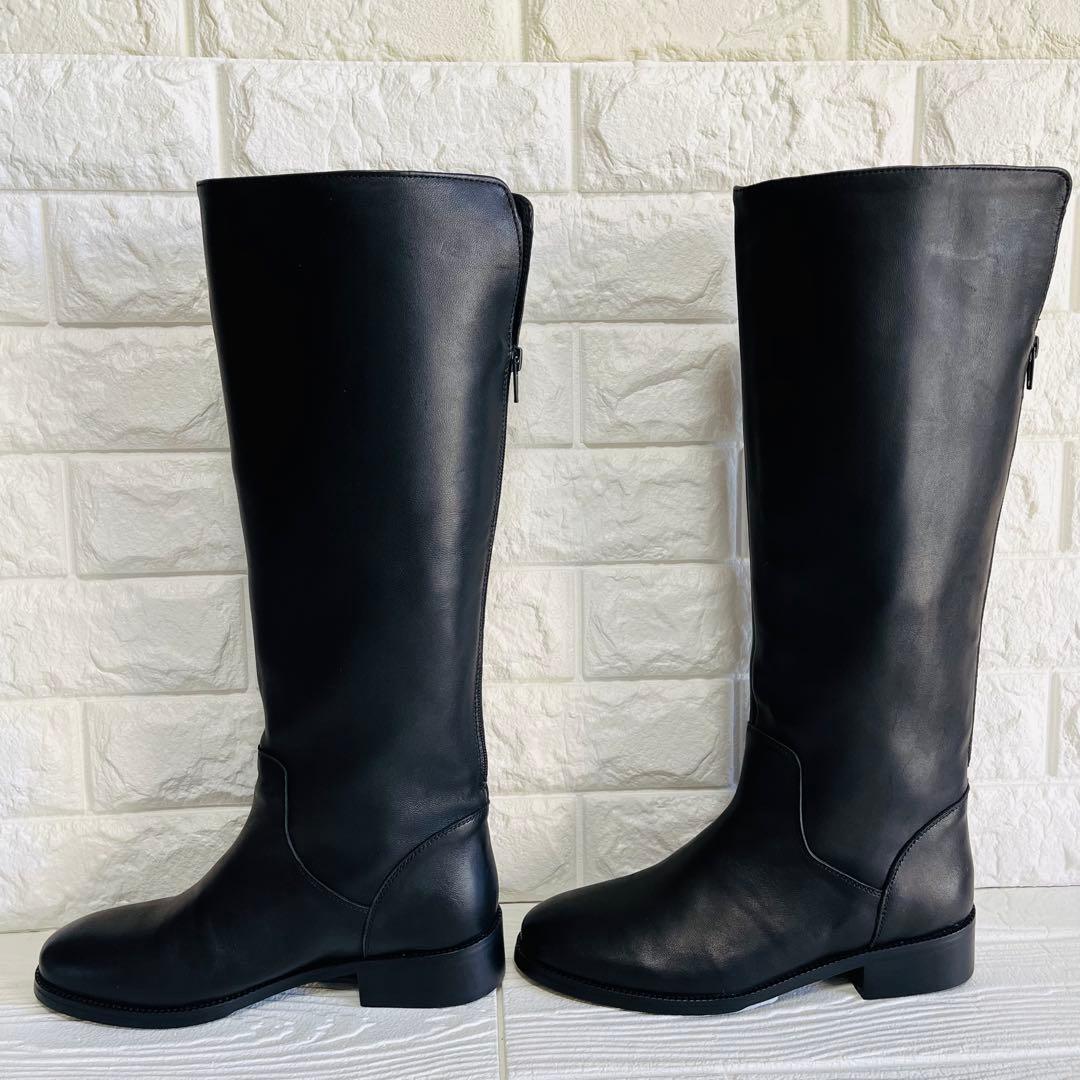 【極美品】REMME レザー ロングブーツ 黒 37 23.5 バックジップ