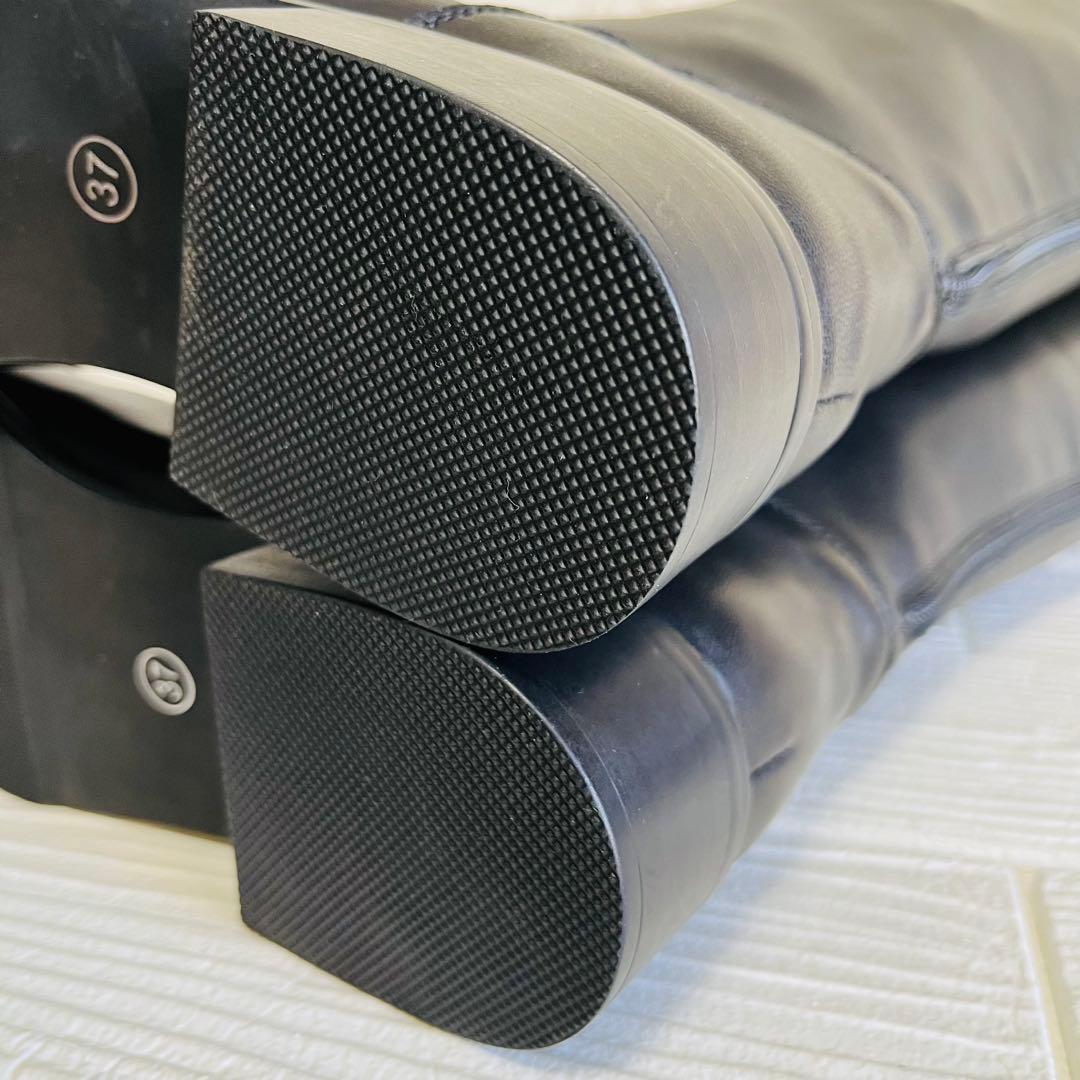 【極美品】REMME レザー ロングブーツ 黒 37 23.5 バックジップ