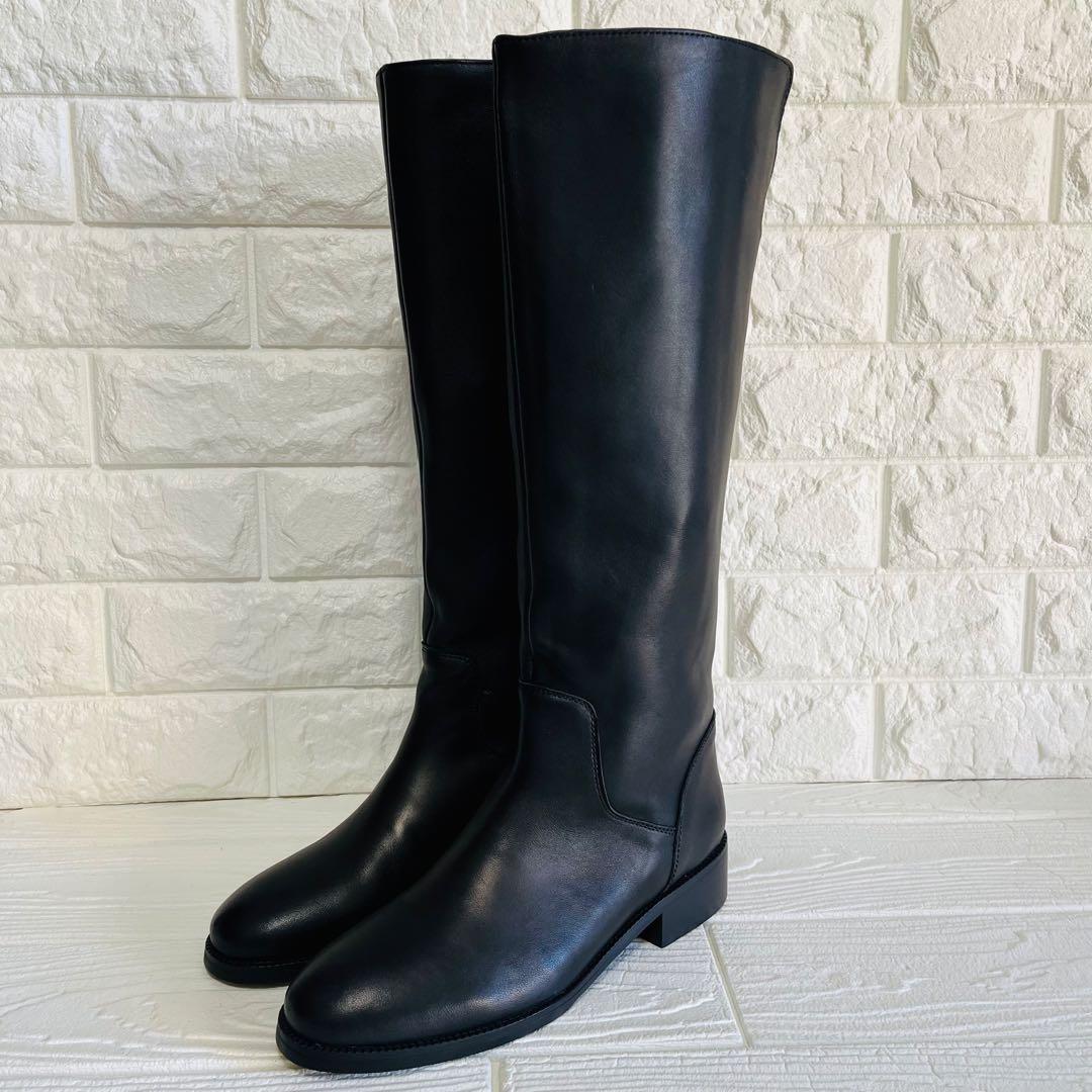 【極美品】REMME レザー ロングブーツ 黒 37 23.5 バックジップ