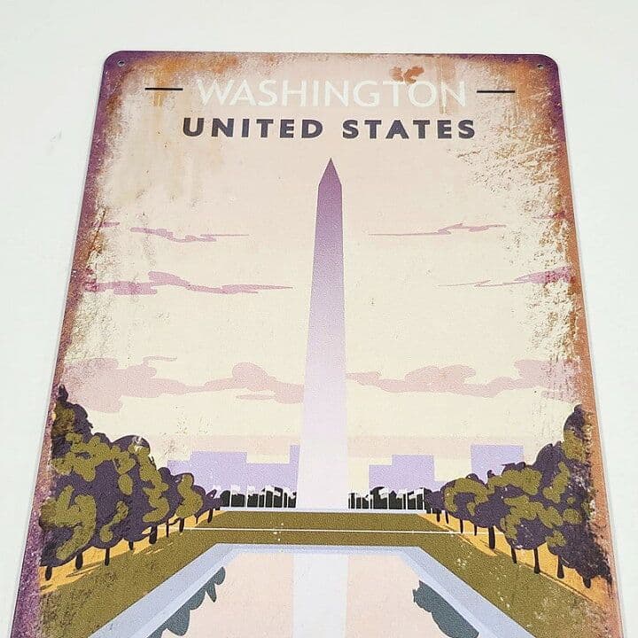 デザイン看板A4】ワシントン記念塔★ポスター絵インテリア壁掛けアメリカン雑貨お