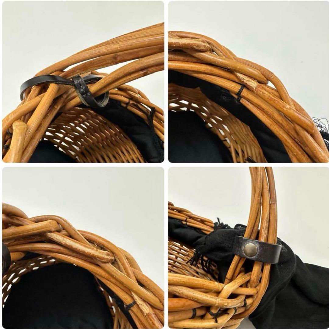 良品 ebagos エバゴス バケツ バッグ カゴ リネンかぶせ ミラー付き