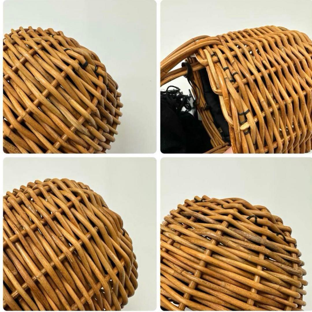 良品 ebagos エバゴス バケツ バッグ カゴ リネンかぶせ ミラー付き