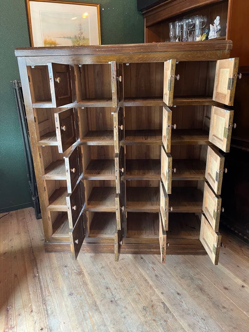 希少 多収納 木製 ロッカー インテリア アンティーク ビンテージ 昭和レトロ