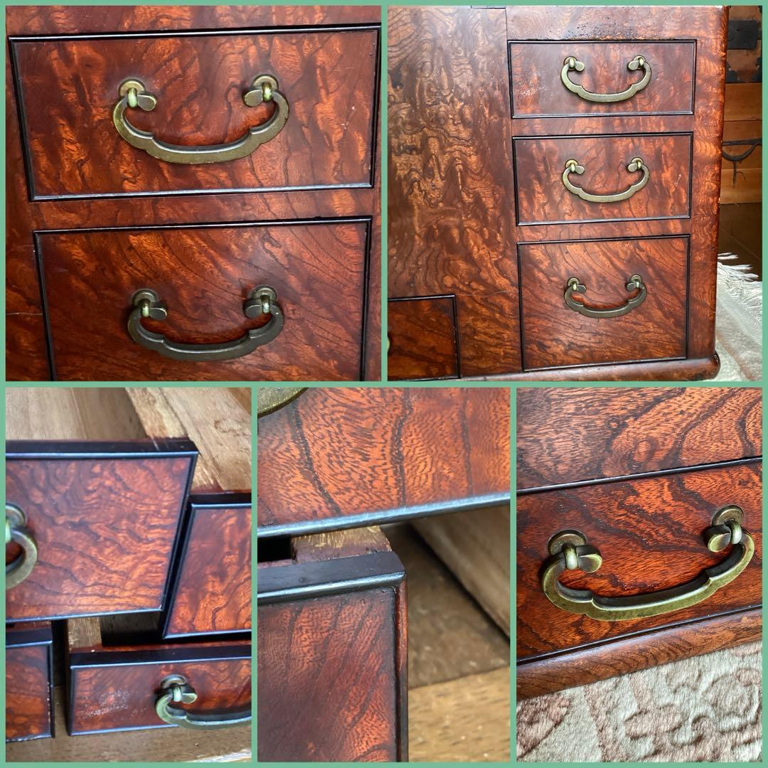 江戸火鉢　長火鉢　関東火鉢　欅　玉杢　銘木　（特注五徳付）