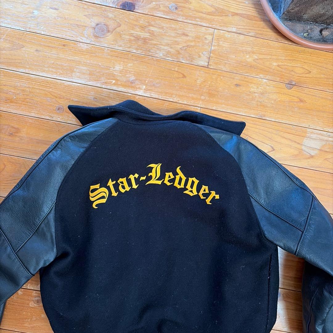 DeLONG スタジャン M 黒/レザー SL刺繍