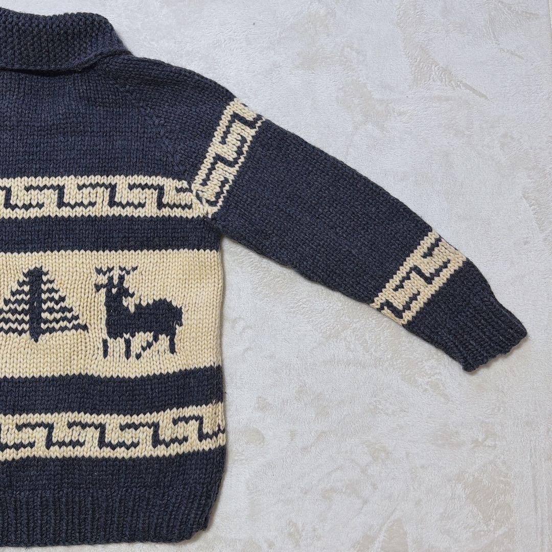 KANATA 鹿柄 カウチンセーター 希少なビッグサイズ XL/2XL ネイビー