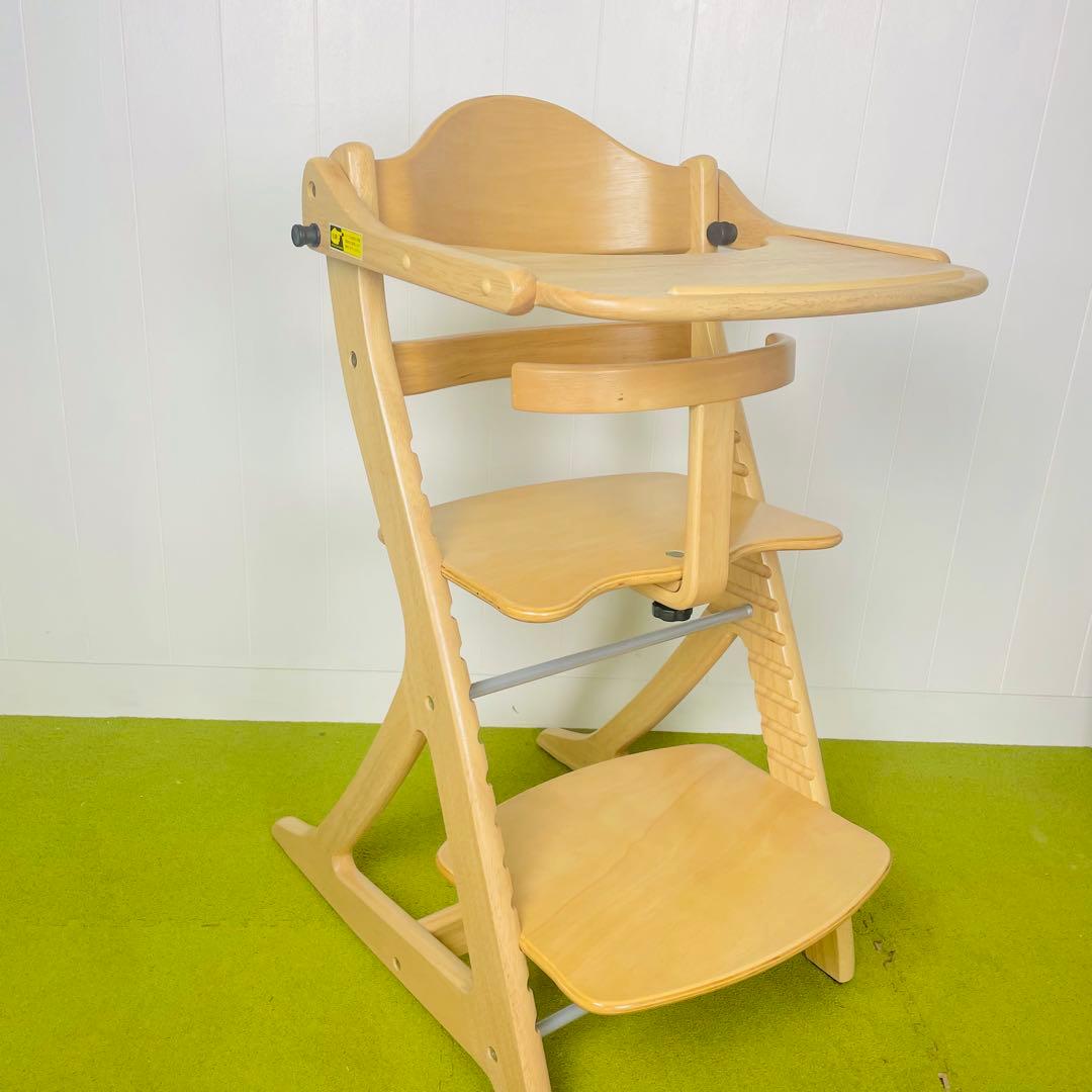 【美品】大和屋 すくすくチェアスリムプラス　テーブル付き　ガード付き ナチュラル