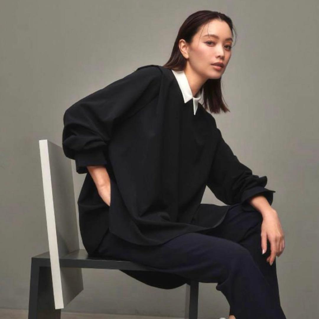 新品　CADUNE カデュネ　ネイビー　3way襟付きブラウス　セレモニー　濃紺