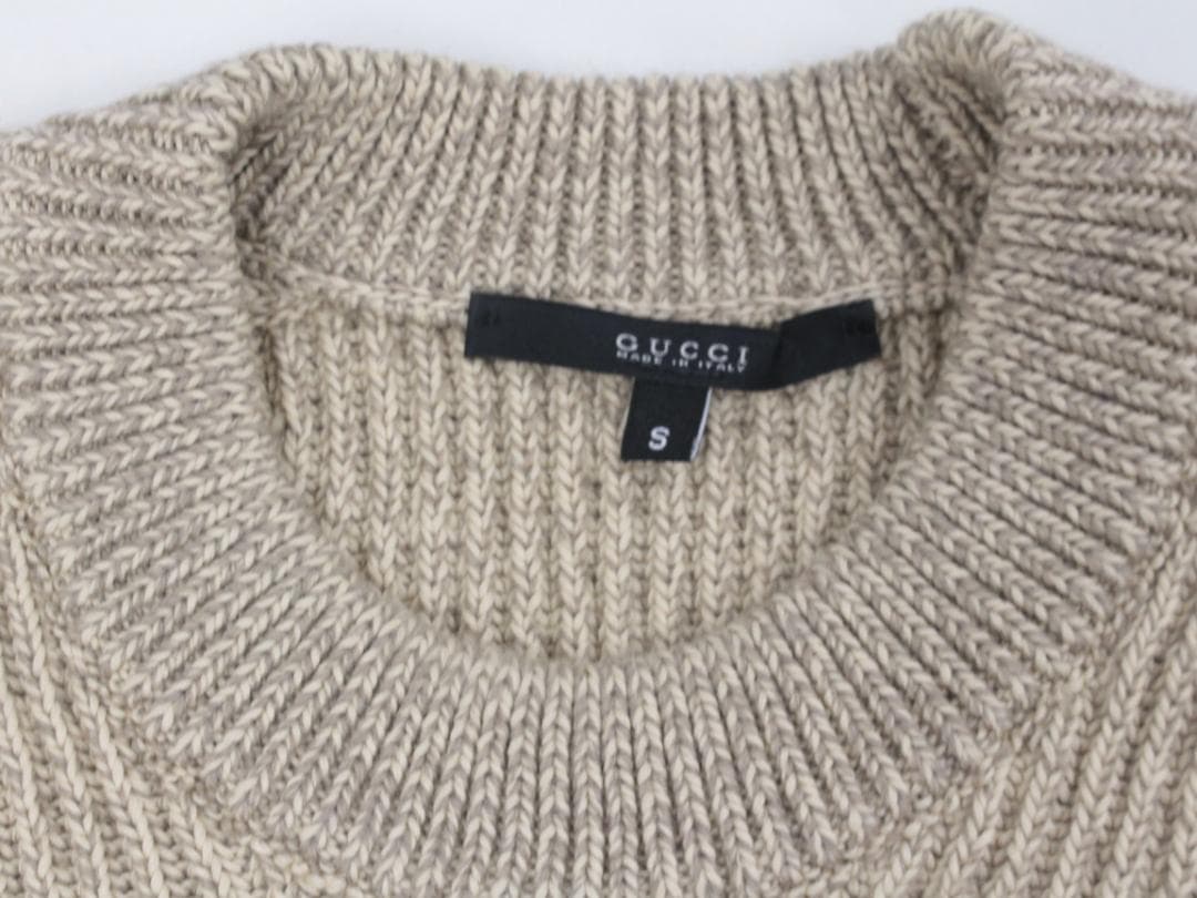▲美品 グッチ GUCCI グッチ リブ編 ニットセーター ベージュ Sサイズ
