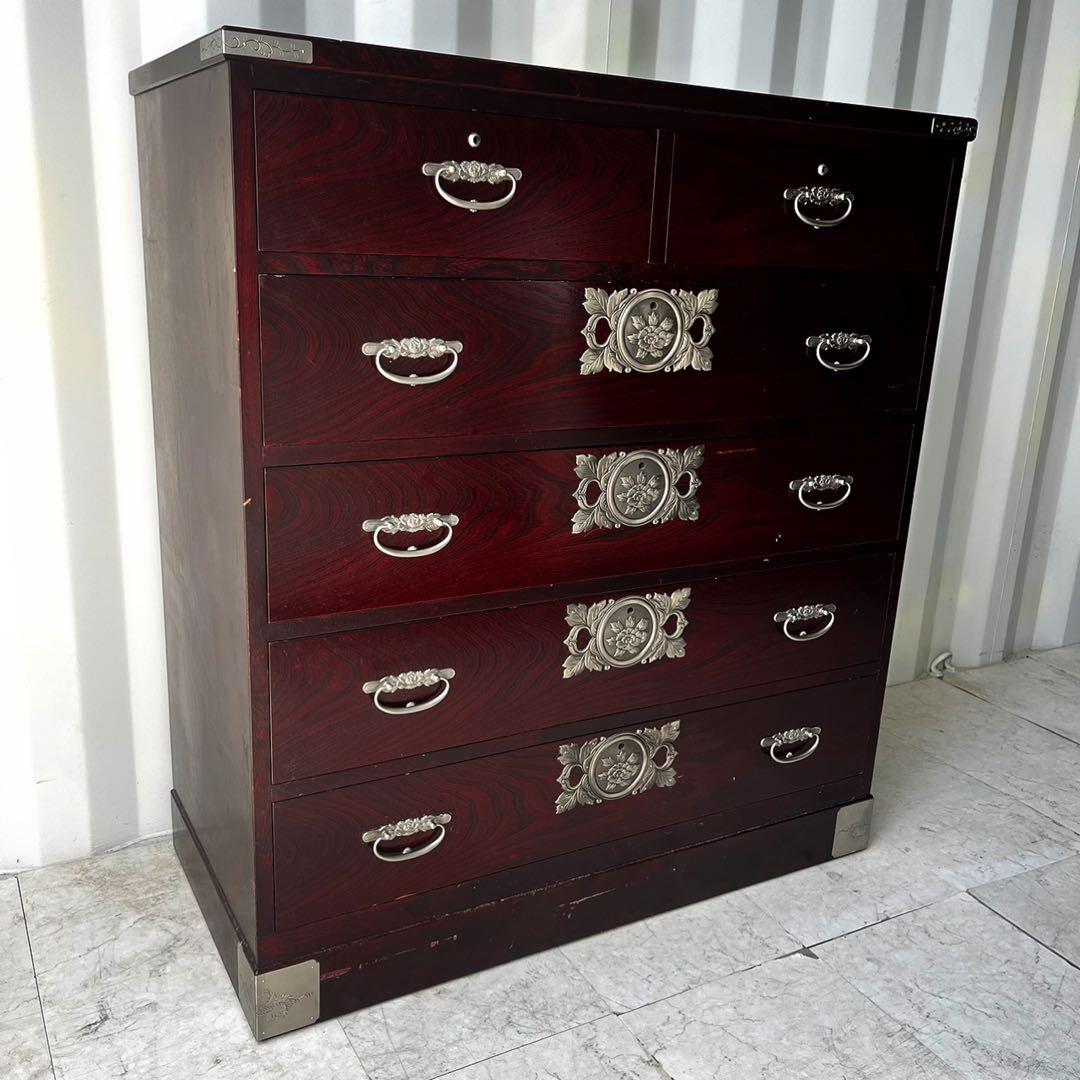 取付無料！二本松伝統家具 田中家具 ケヤキ アンティーク和ダンス モダンチェスト