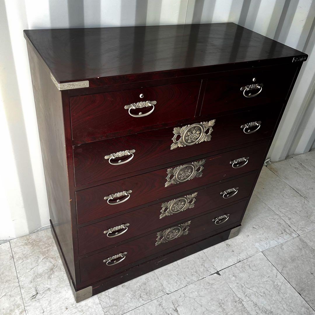 取付無料！二本松伝統家具 田中家具 ケヤキ アンティーク和ダンス モダンチェスト