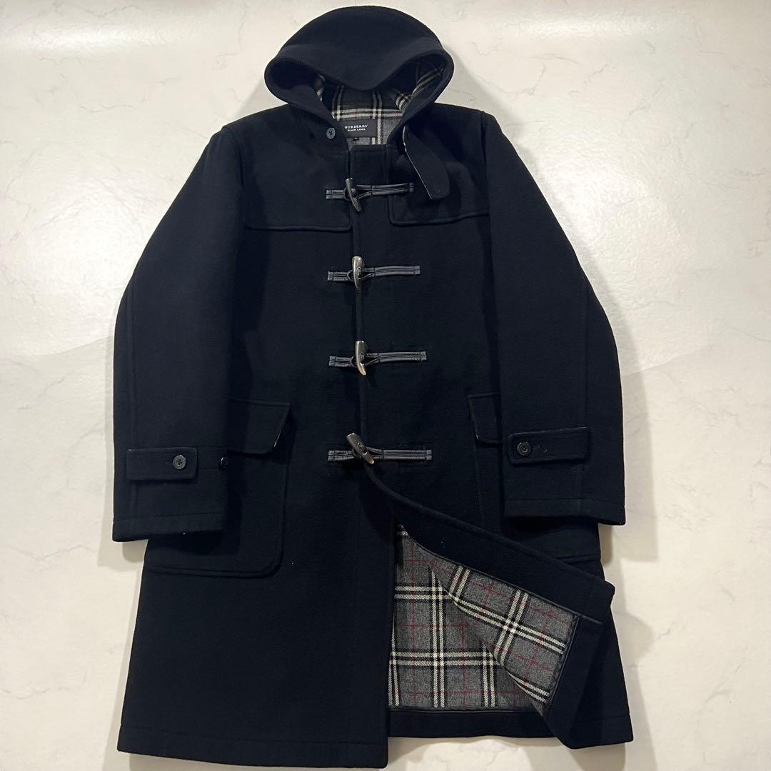 バーバリーブラックレーベル ダッフルコート XLサイズ ブラック 黒 ウール