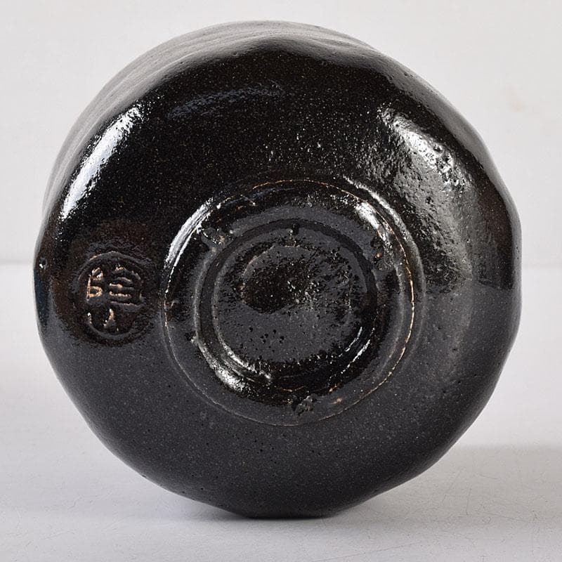 HCM　茶道具　伊東陶山造　黒楽筒茶碗　共布共箱　V　R8149