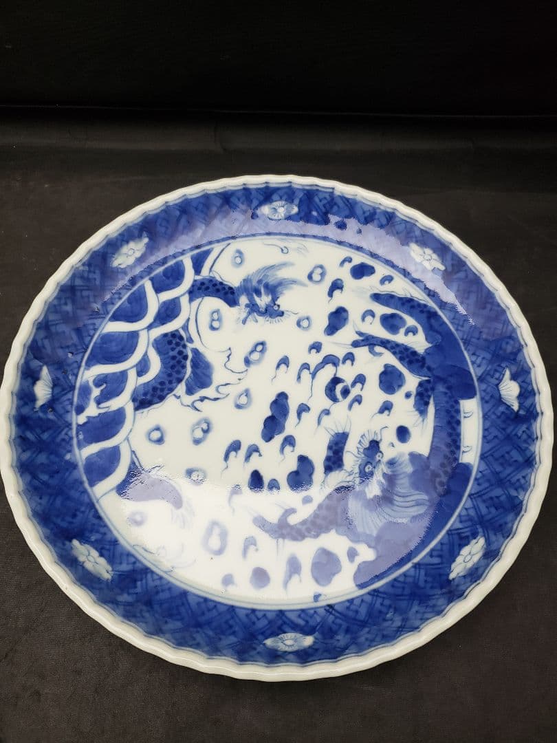 古伊万里　染付　雲龍文　六寸皿　5枚　成化年製　骨董品