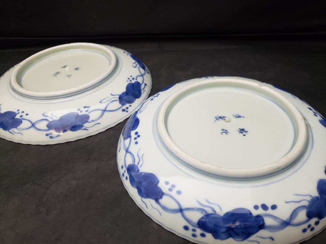 古伊万里　染付　雲龍文　六寸皿　5枚　成化年製　骨董品