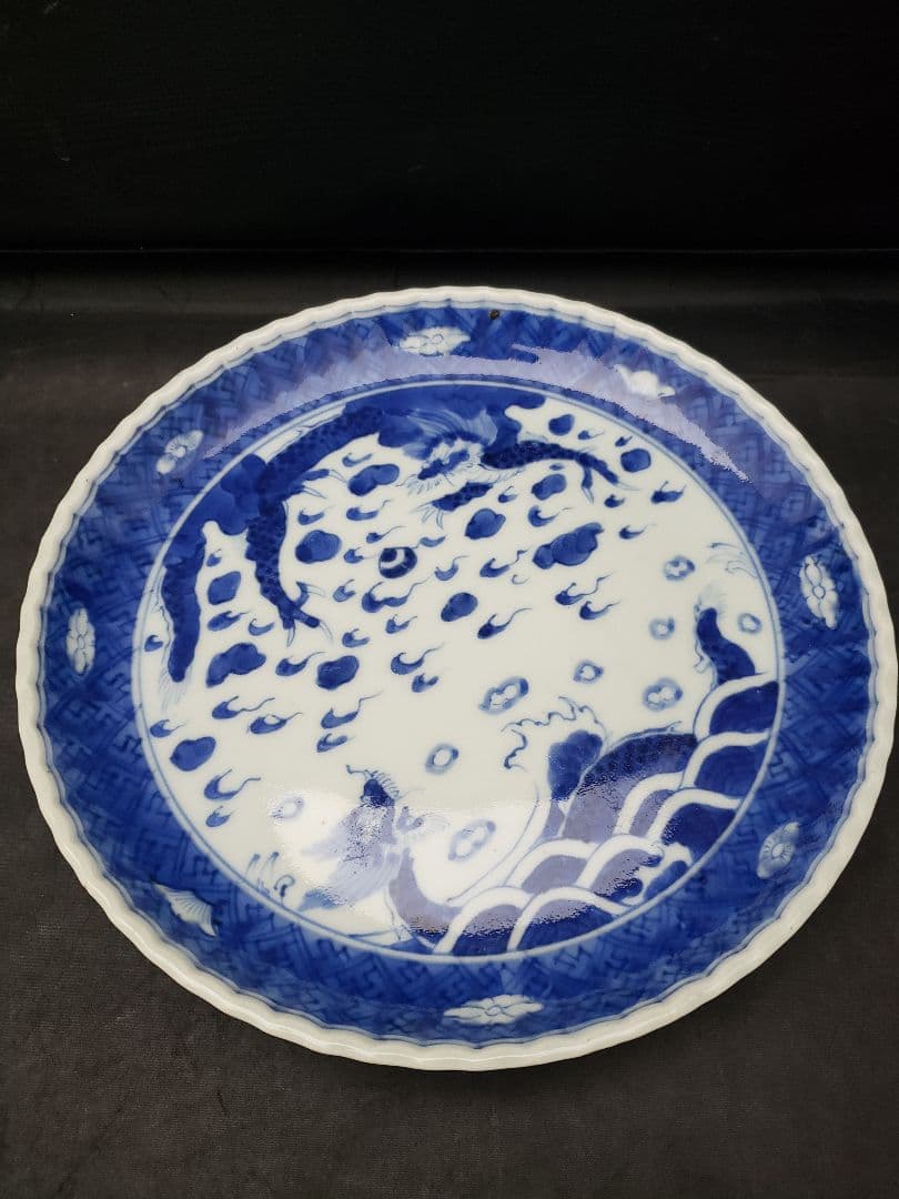 古伊万里　染付　雲龍文　六寸皿　5枚　成化年製　骨董品