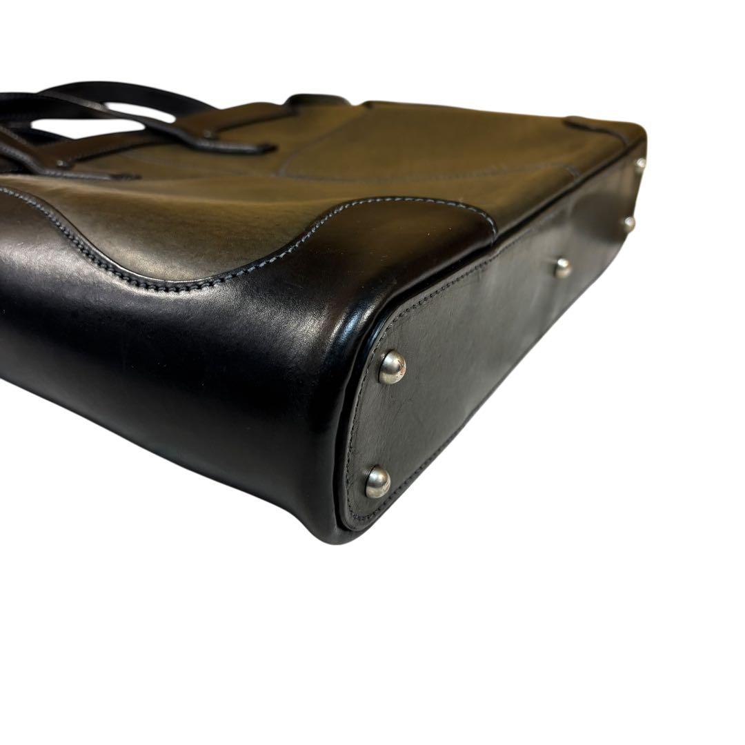 万双　2way ブライドルレザーブリーフケース　ビジネスバッグ　自立　カーキ　黒