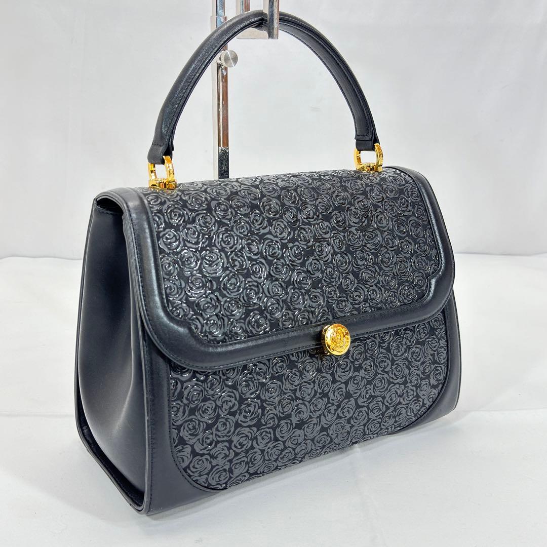 印傳屋 和装バッグ 鹿革 漆塗り ローズ 薔薇柄 フォーマルバッグ 冠婚葬祭