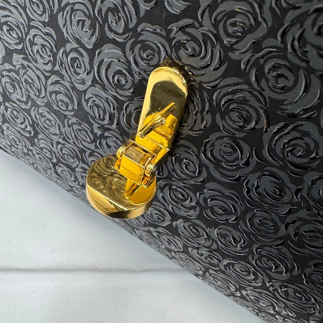 印傳屋 和装バッグ 鹿革 漆塗り ローズ 薔薇柄 フォーマルバッグ 冠婚葬祭