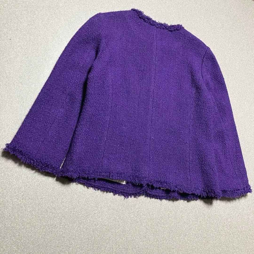 THE SHINZONEシルクツイード ノーカラージャケット ザシンゾーン 紫