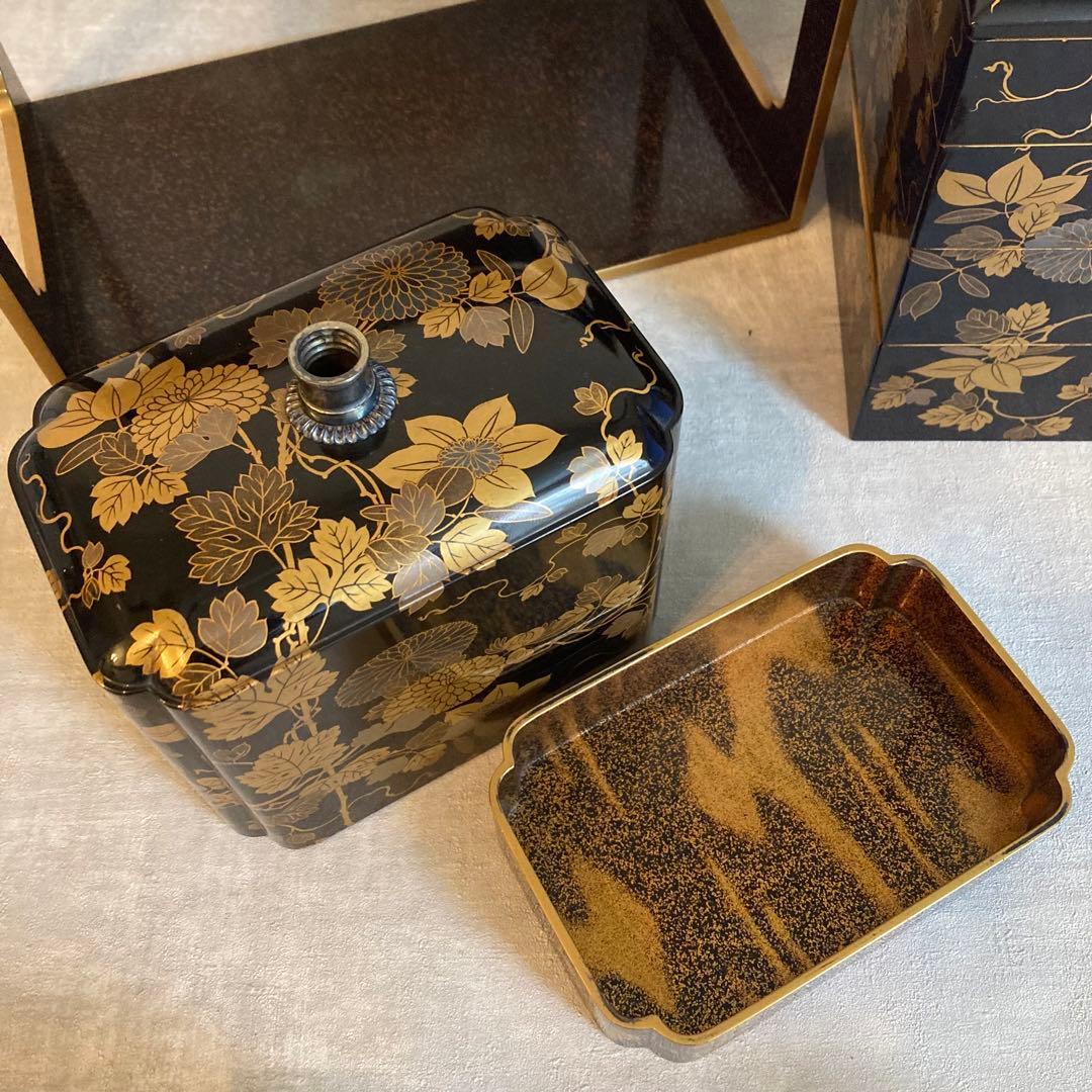 野弁当箱 漆器 漆芸 重箱 蒔絵 骨董品 蒔絵お重