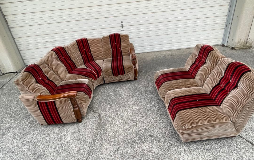 ビンテージ/レトロ/ミッドセンチュリー/モケットソファ/ストライプ/1人掛け