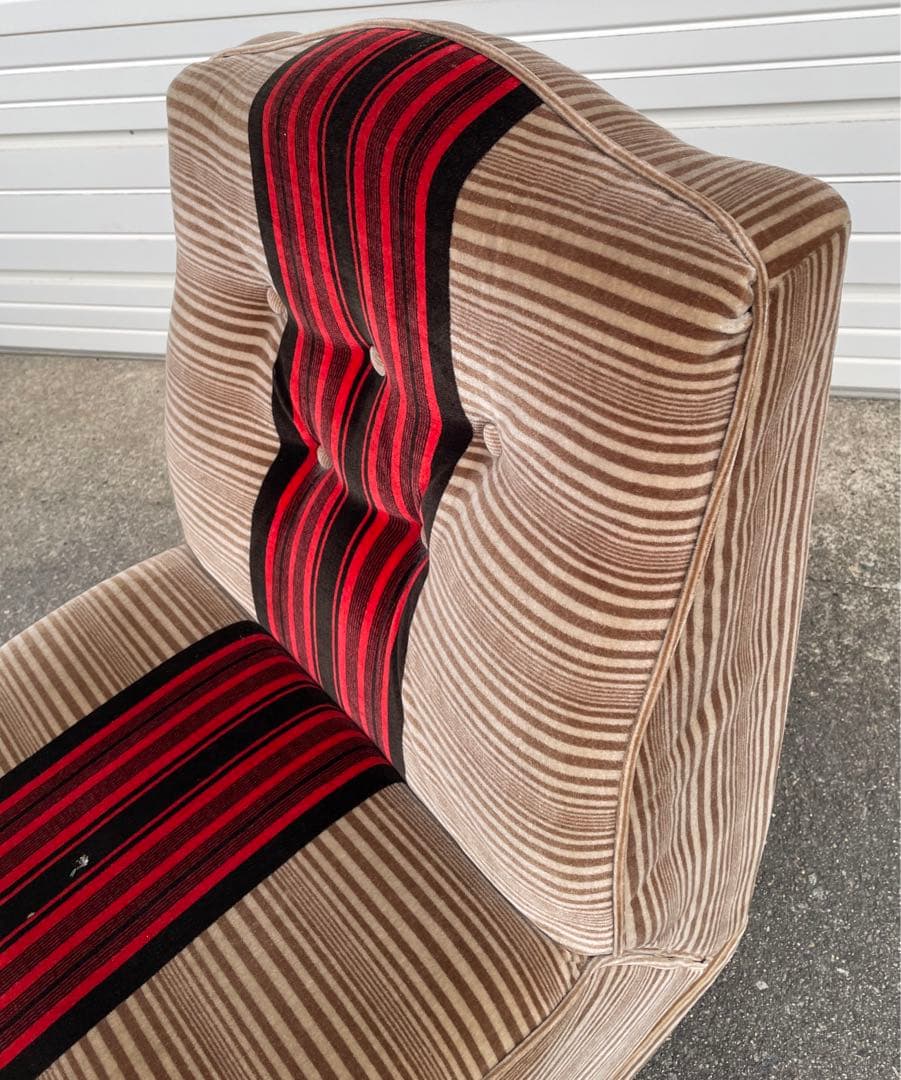 ビンテージ/レトロ/ミッドセンチュリー/モケットソファ/ストライプ/1人掛け