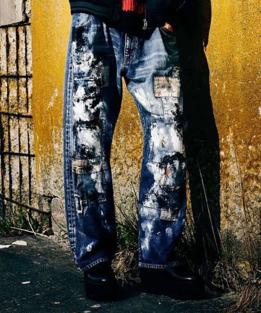 glamb アンプラグドアトリエワイドデニム S ブルー　ワイドデニム