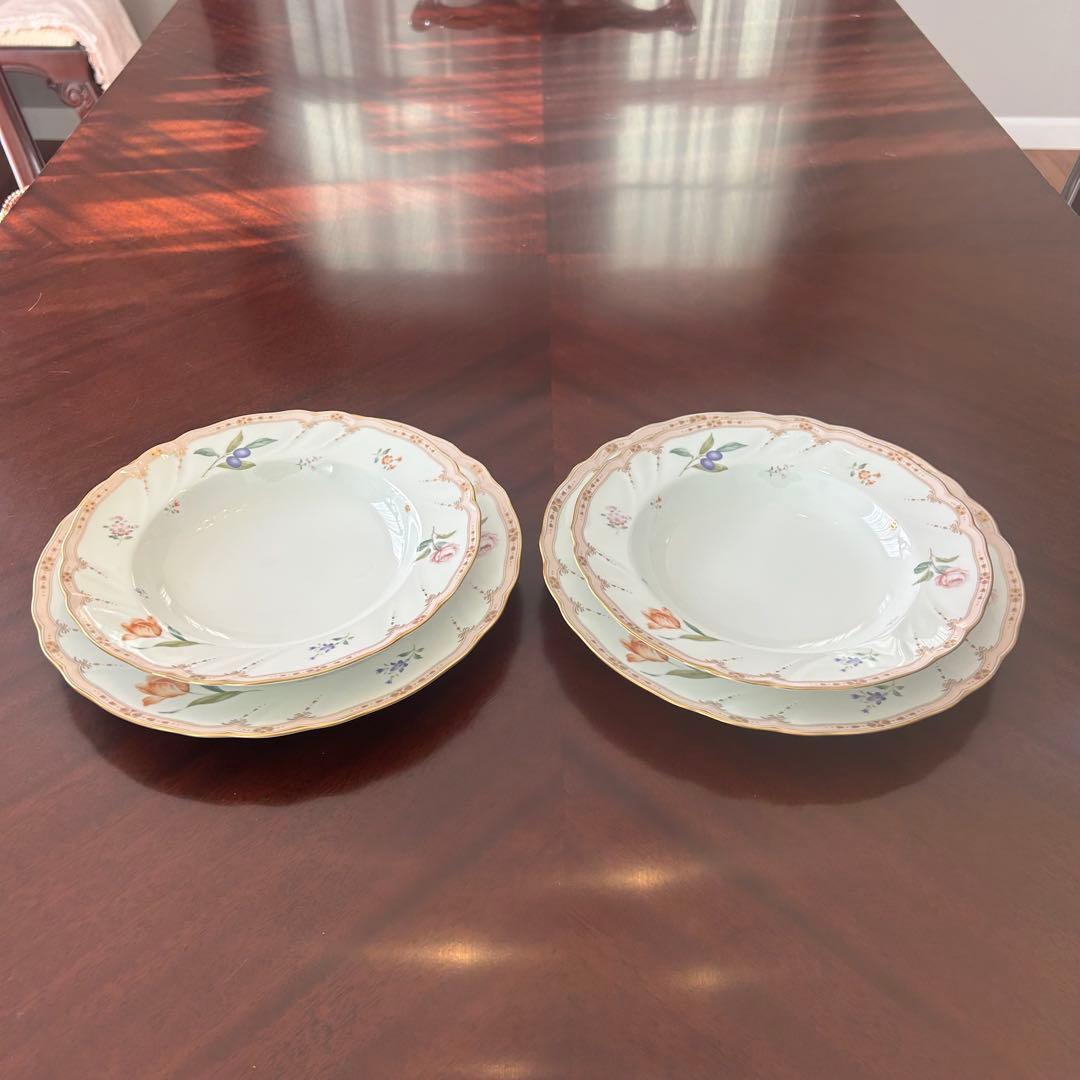 美品！ノリタケ メゾンフルール ディナー&スーププレート4枚セット
