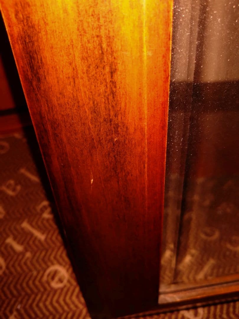 まるアンティークダークブラウン姿見　鏡