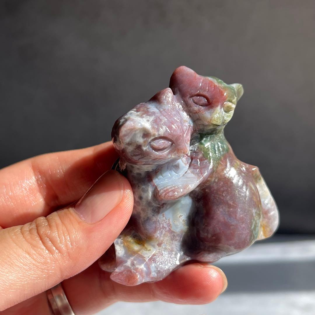 オーシャンジャスパー ネコ 置物 インテリア