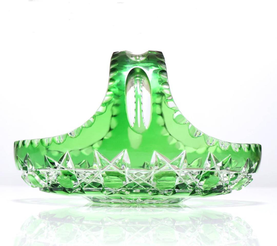 オールド・バカラ 23cm 1.1kg 特大サイズ ディアマン・ピエーリー 緑色