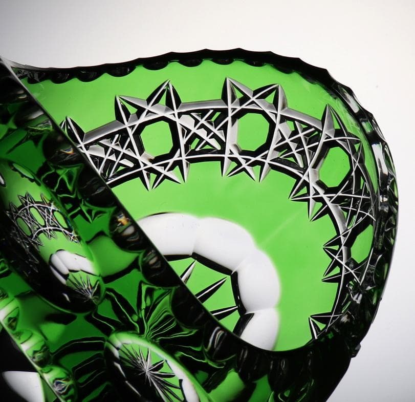 オールド・バカラ 23cm 1.1kg 特大サイズ ディアマン・ピエーリー 緑色