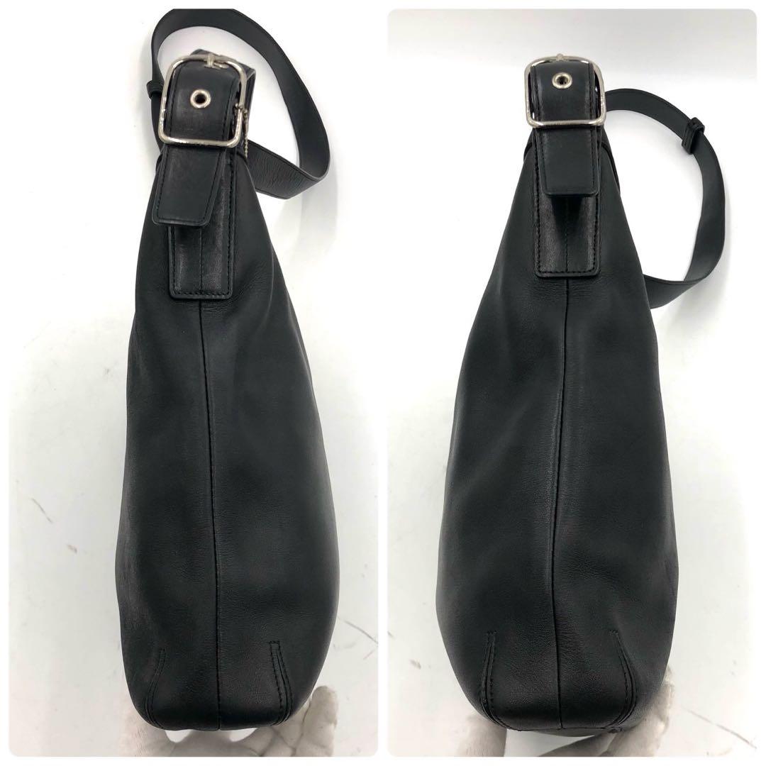 コーチ ショルダーバッグ ブラック 黒 レザー 革 斜め掛け A4収納可