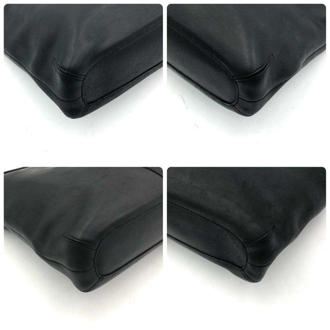 コーチ ショルダーバッグ ブラック 黒 レザー 革 斜め掛け A4収納可