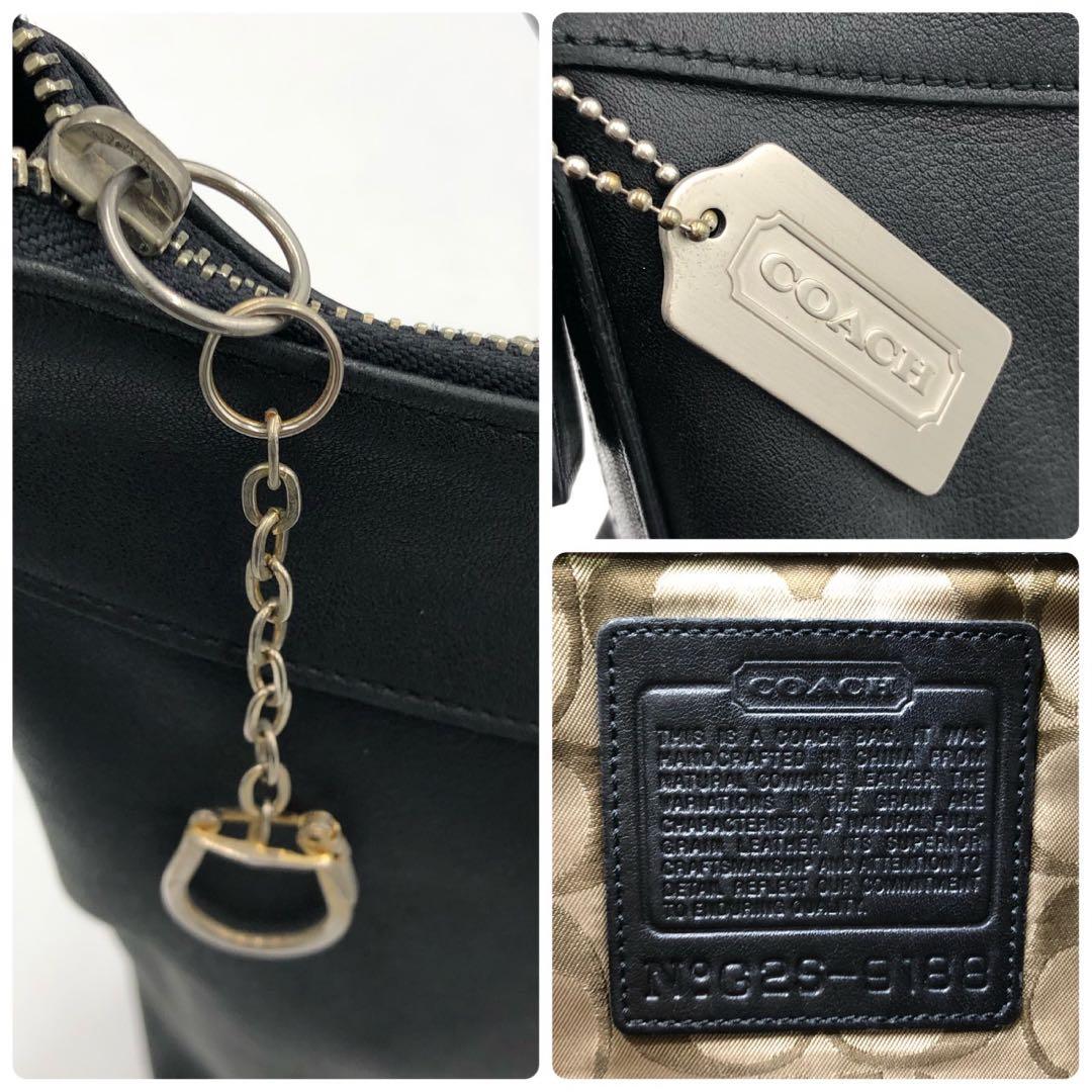 コーチ ショルダーバッグ ブラック 黒 レザー 革 斜め掛け A4収納可
