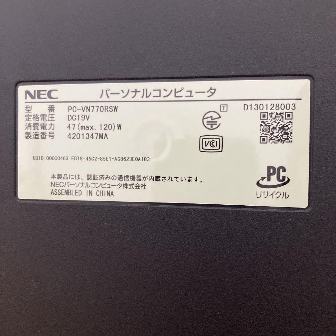 パソコンNEC VALUESTAR N PC-VN770RSW